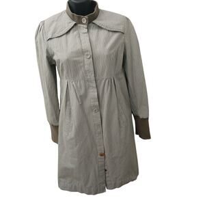 Industry Beige Striped Tailored Coat Pockets Snaps Front Lined Tailored Fit XS